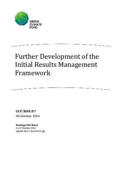 Document cover for Further Development of the Initial Results Management Framework