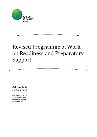 Document cover for Revised Programme of Work on Readiness and Preparatory Support