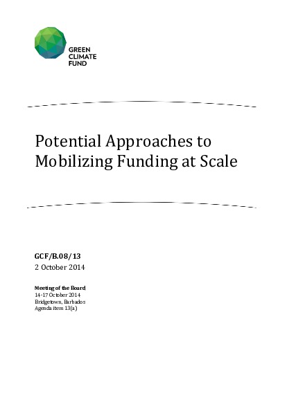 Document cover for Potential Approaches Mobilizing Funding at Scale