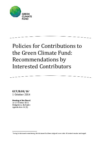 Document cover for Policies for Contributions