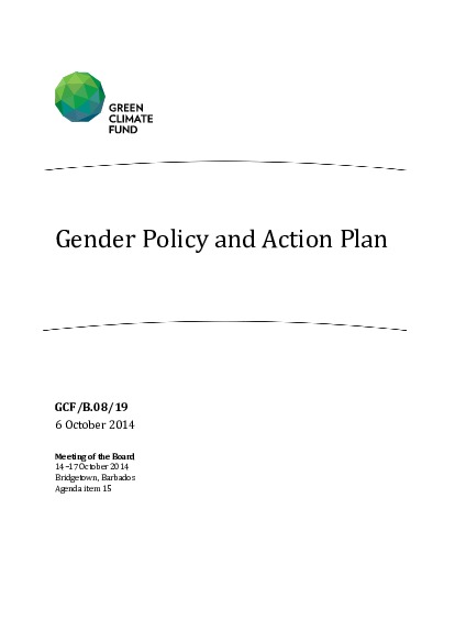 Document cover for Gender Policy and Action Plan