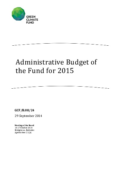 Document cover for Administrative Budget of the Fund for 2015