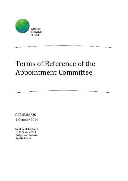 Document cover for Terms of Reference for Appointment Committee