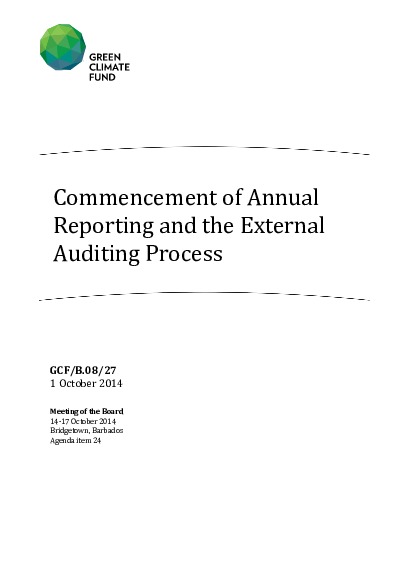 Document cover for Commecement Annual Reporting External Audit Process