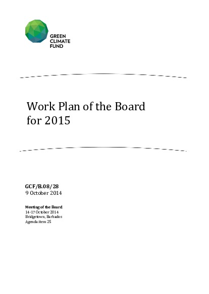 Document cover for Work Plan of the Board for 2015
