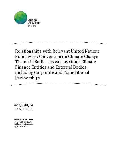 Document cover for Relationships with Relevant UNFCCC Thematic Bodies