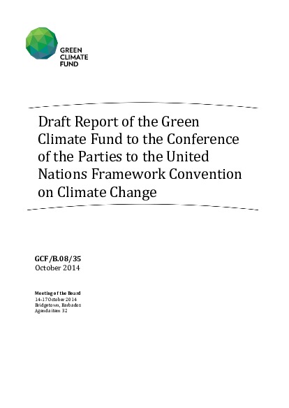 Document cover for Draft Report to the Conference of the Parties to the UNFCCC