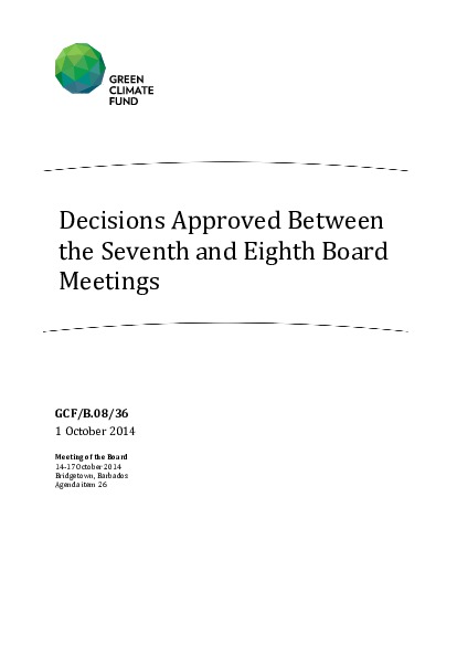 Document cover for Decisions Approved between Seventh and Eighth Meeting