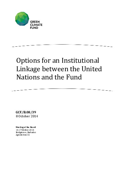 Document cover for Options for an Institutional Linkage between the United Nations and the Fund