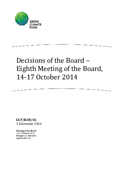Document cover for Decisions of the Board - Eighth Meeting of the Board, 14-17 October 2014