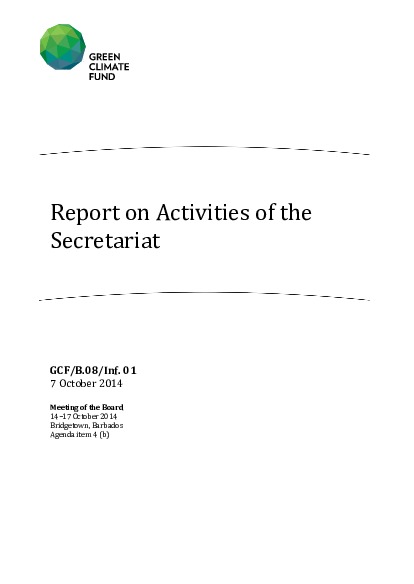 Document cover for Report on Activities of the Secretariat