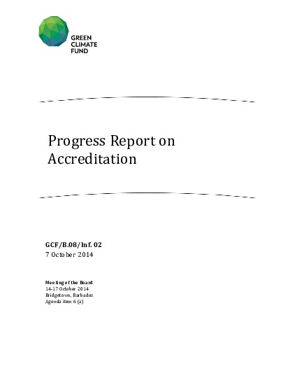 Document cover for Progress Report on Accreditation