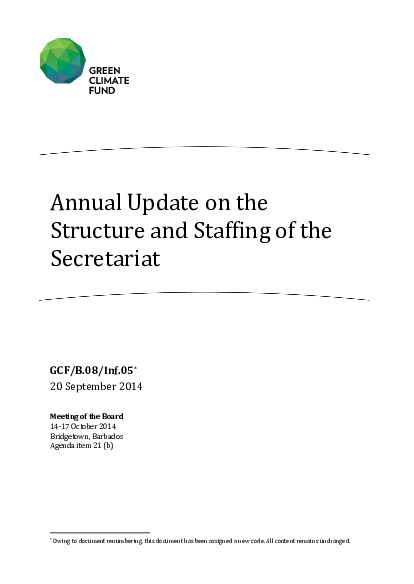 Document cover for Annual Update on the Structure and Staffing of the Secretariat