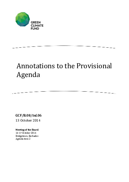 Document cover for Annotations to the Provisional Agenda