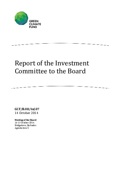 Document cover for Report of the Investment Committee to the Board