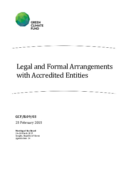 Document cover for Legal and Formal Arrangements with Accredited Entities