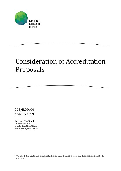 Document cover for Consideration of Accreditation Proposals