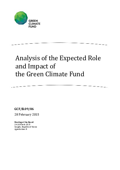 Document cover for Analysis of the Expected Role and Impact of the Green Climate Fund