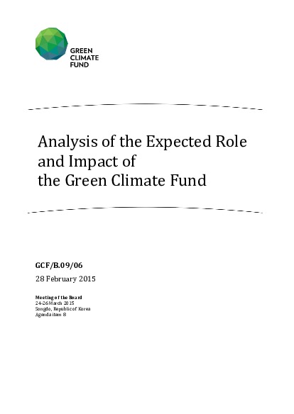 Download Analysis of the Expected Role and Impact of the Green Climate Fund Document cover for Analysis of the Expected Role and Impact of the Green Climate Fund