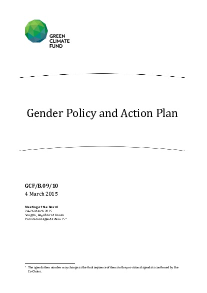 Document cover for Gender Policy and Action Plan