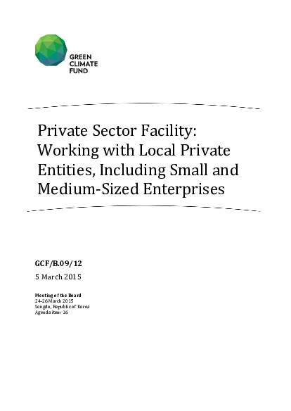 Document cover for Private Sector Facility: Working with Local Private Entities, including Small and Medium-Sized Enterprises