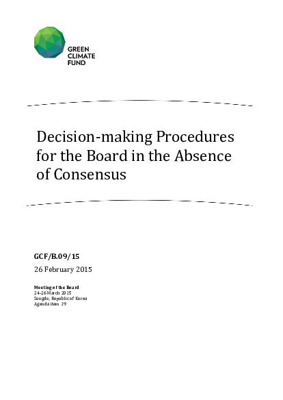 Document cover for Decision-Making Procedure for the Board in the Absence of Consensus
