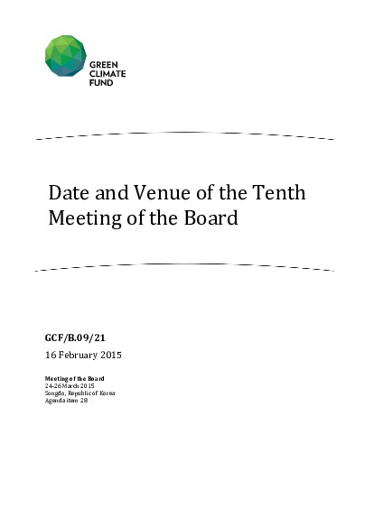 Document cover for Date and Venue of the Tenth Meeting of the Board