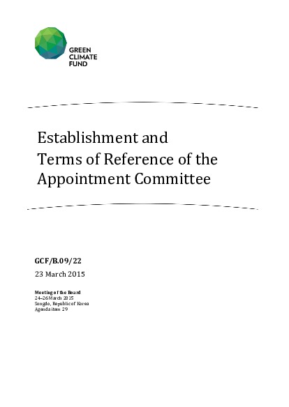 Download Establishment and Terms of Reference of the Appointment Committee Document cover for Establishment and Terms of Reference of the Appointment Committee