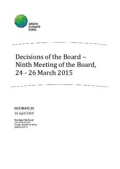 Download Decisions of the Board – Ninth Meeting of the Board, 24 - 26 March 2015 Document cover for Decisions of the Board – Ninth Meeting of the Board, 24 - 26 March 2015