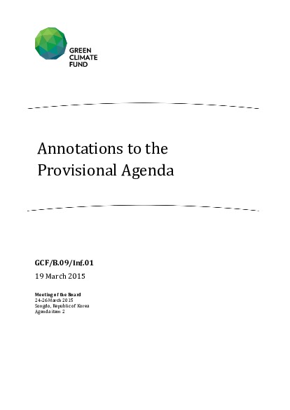 Document cover for Annotations to the Provisional Agenda