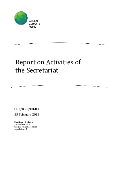 Document cover for Report on Activities of the Secretariat