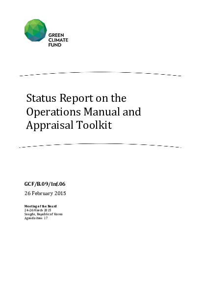 Download Status Report on the Operations Manual and Appraisal Toolkit Document cover for Status Report on the Operations Manual and Appraisal Toolkit