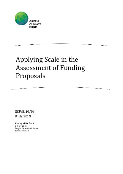 Document cover for Applying Scale in the Assessment of Funding Proposals