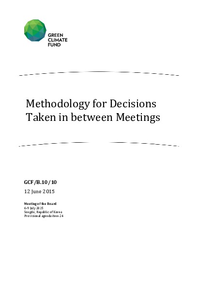 Document cover for Methodology for Decisions Taken in between Meetings