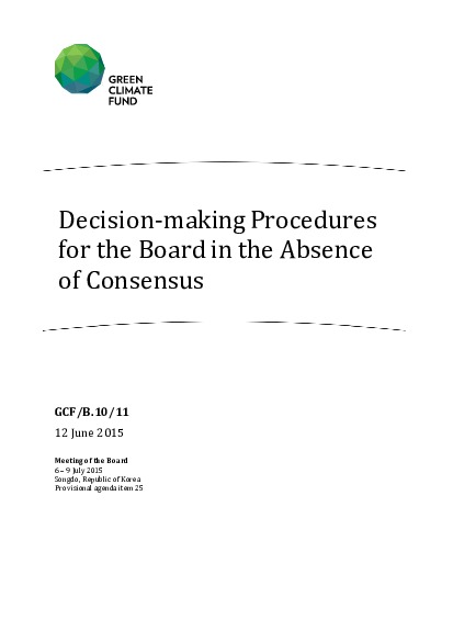Document cover for Decision-making Procedures for the Board in the Absence of Consensus