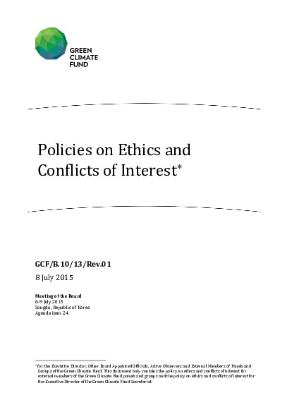 Document cover for Policies on Ethics and Conflicts of Interest