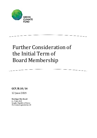Download Further Consideration of the Initial Term of Board Membership Document cover for Further Consideration of the Initial Term of Board Membership