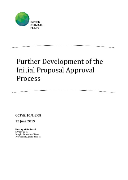 Download Further Development of the Initial Proposal Approval Process Document cover for Further Development of the Initial Proposal Approval Process