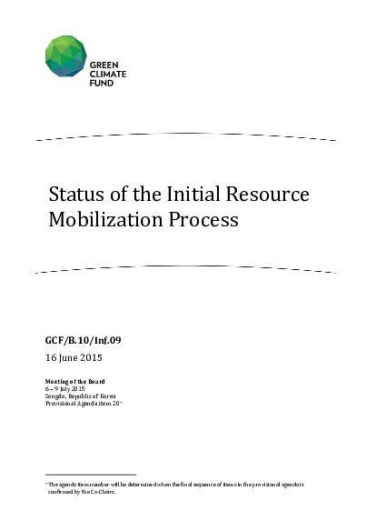 Download Status of the Initial Resource Mobilization Process Document cover for Status of the Initial Resource Mobilization Process