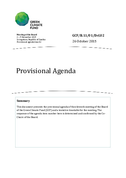 Document cover for Provisional Agenda