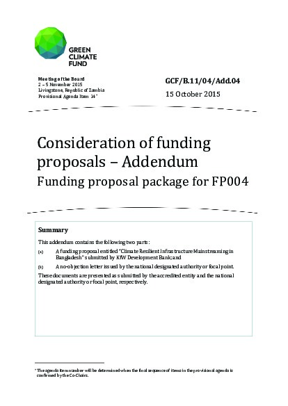 Document cover for Funding proposal package for FP004