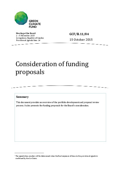 Document cover for Consideration of funding proposals