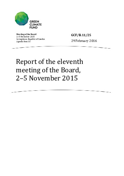 Document cover for Report of the eleventh meeting of the Board, 2–5 November 2015