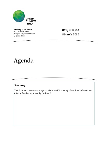 Document cover for Agenda