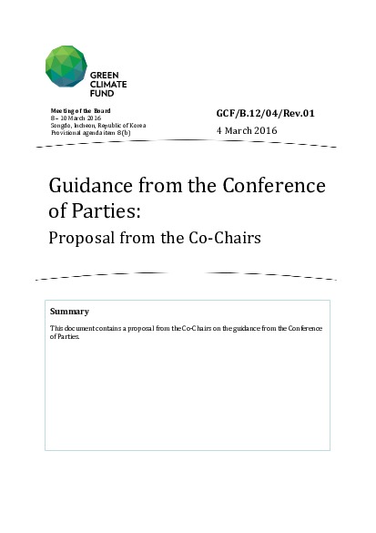 Download Guidance from the Conference of Parties: Proposal from the Co-Chairs Document cover for Guidance from the Conference of Parties: Proposal from the Co-Chairs