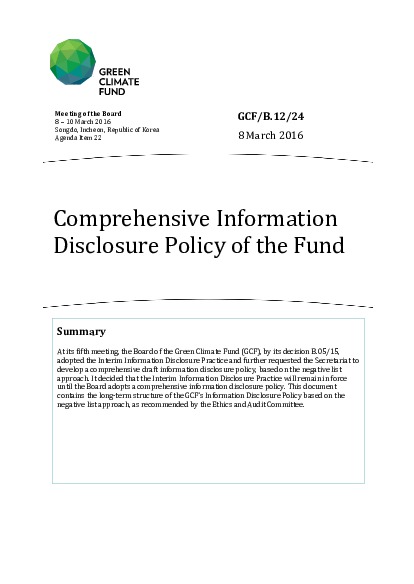 Document cover for Comprehensive Information Disclosure Policy of the Fund
