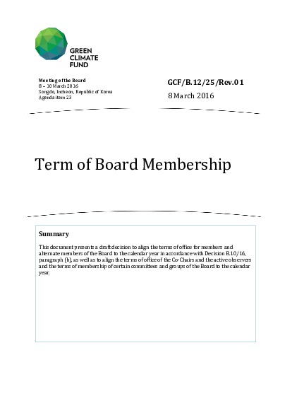 Document cover for Term of Board Membership