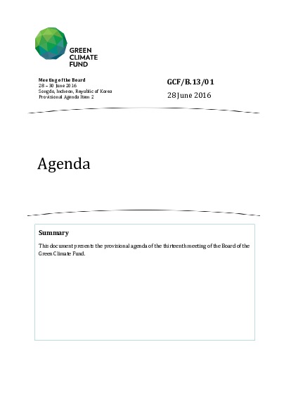 Document cover for Agenda