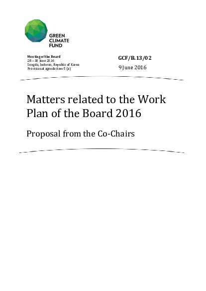 Document cover for Matters related to the Work Plan of the Board 2016: Proposal from the Co-Chairs