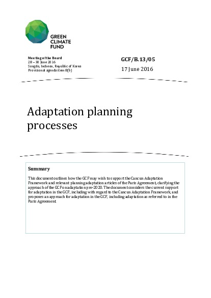 Document cover for Adaptation planning processes